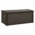 Aufbewahrungsbox 120 x 56 x 63 cm Kunststoff dunkelbraun für Außenbereich mit Klappdeckel