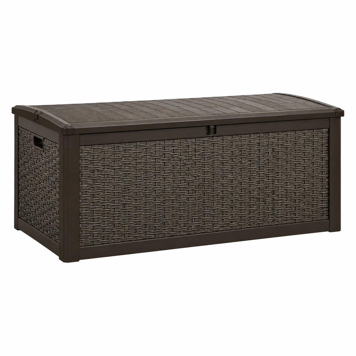 Aufbewahrungsbox 120 x 56 x 63 cm Kunststoff dunkelbraun für Außenbereich mit Klappdeckel