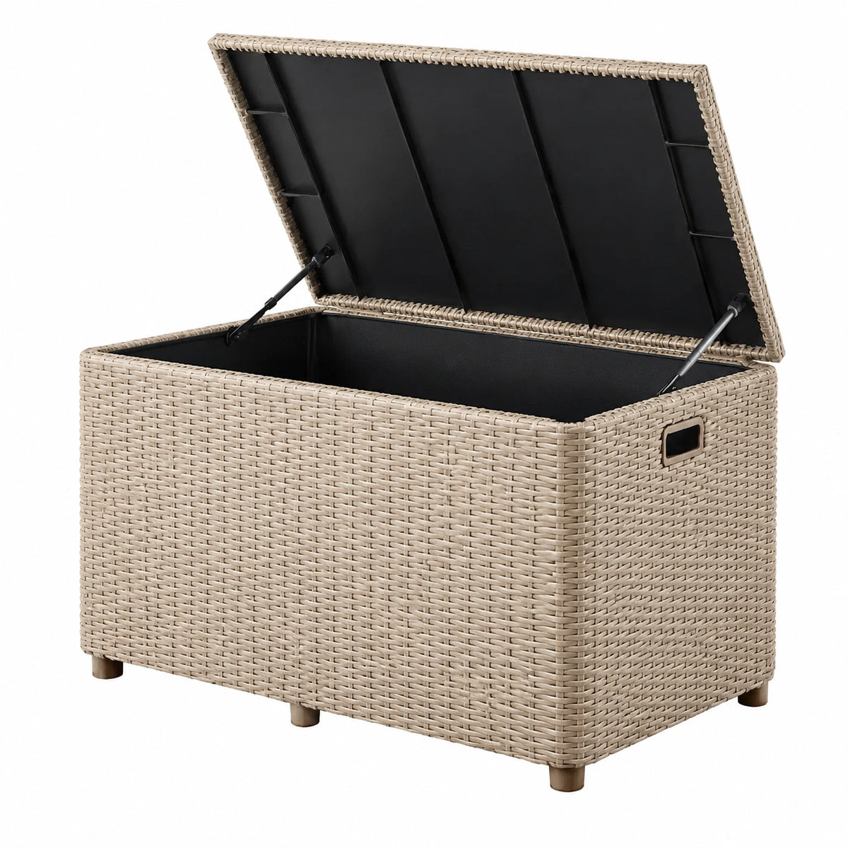 Auflagenbox 120 x 60 x 60 cm Polyrattan Beige mit Gasdruckfedern