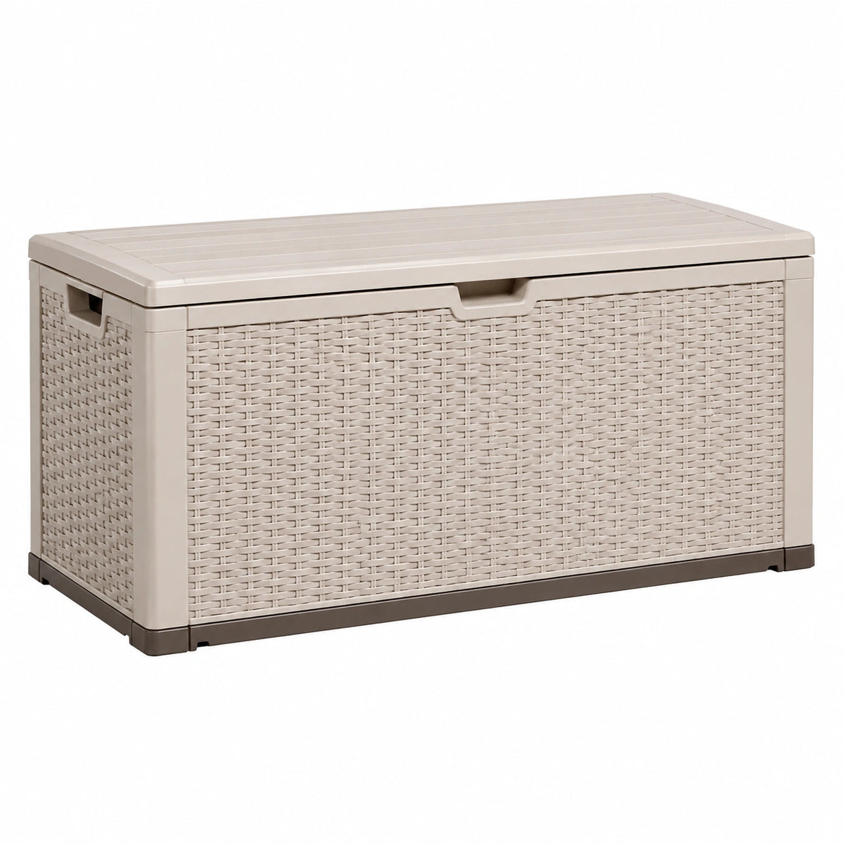 Aufbewahrungsbox 116 x 72 x 60 cm Kunststoff Beige für Außenbereich mit Klappdeckel