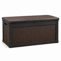 Garten-Aufbewahrungsbox 122 x 61 x 64 cm Kunststoffgeflecht Braun Schwarz mit Deckel
