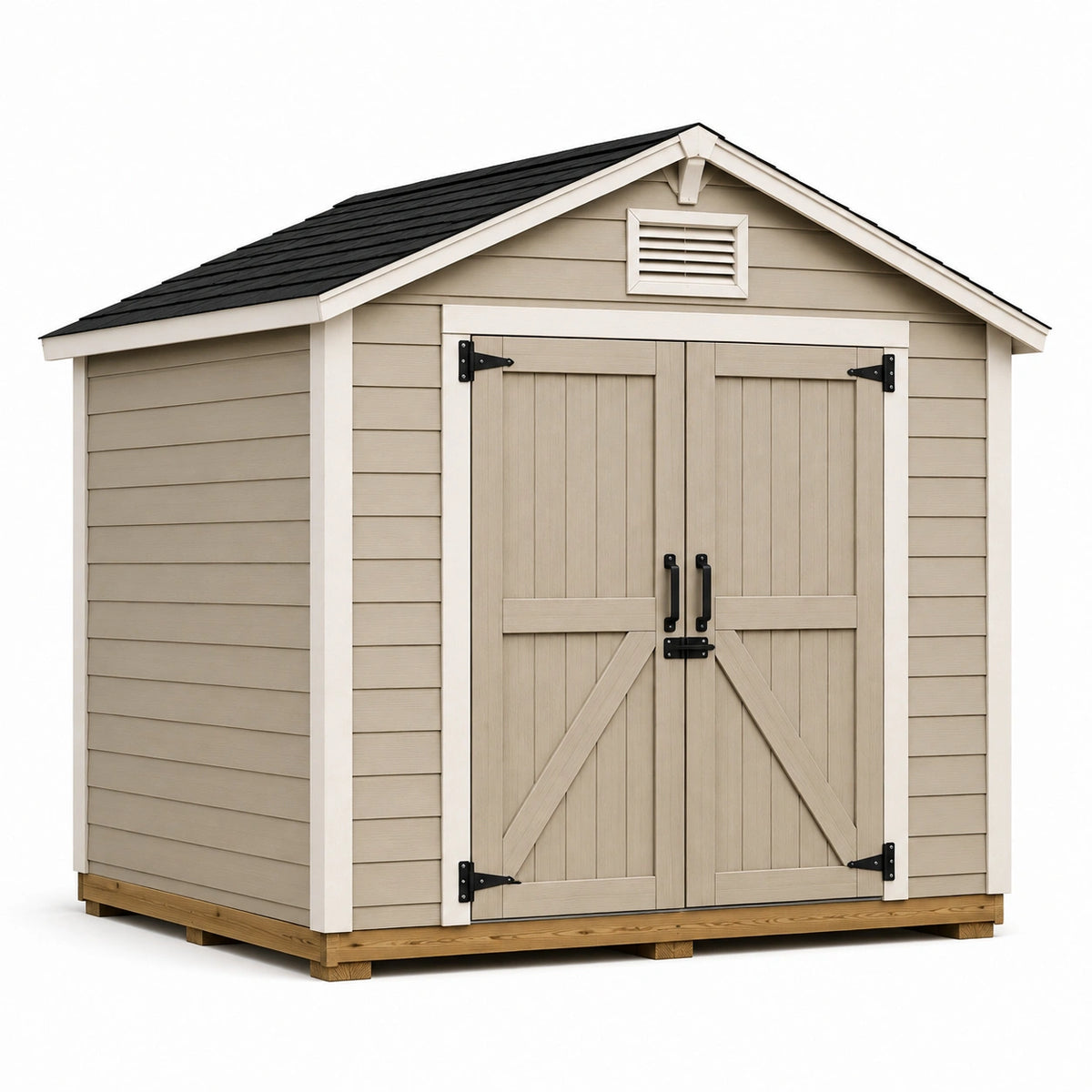 Gartenhaus 240 x 180 x 220 cm aus Holz Beige mit Doppeltür und Satteldach