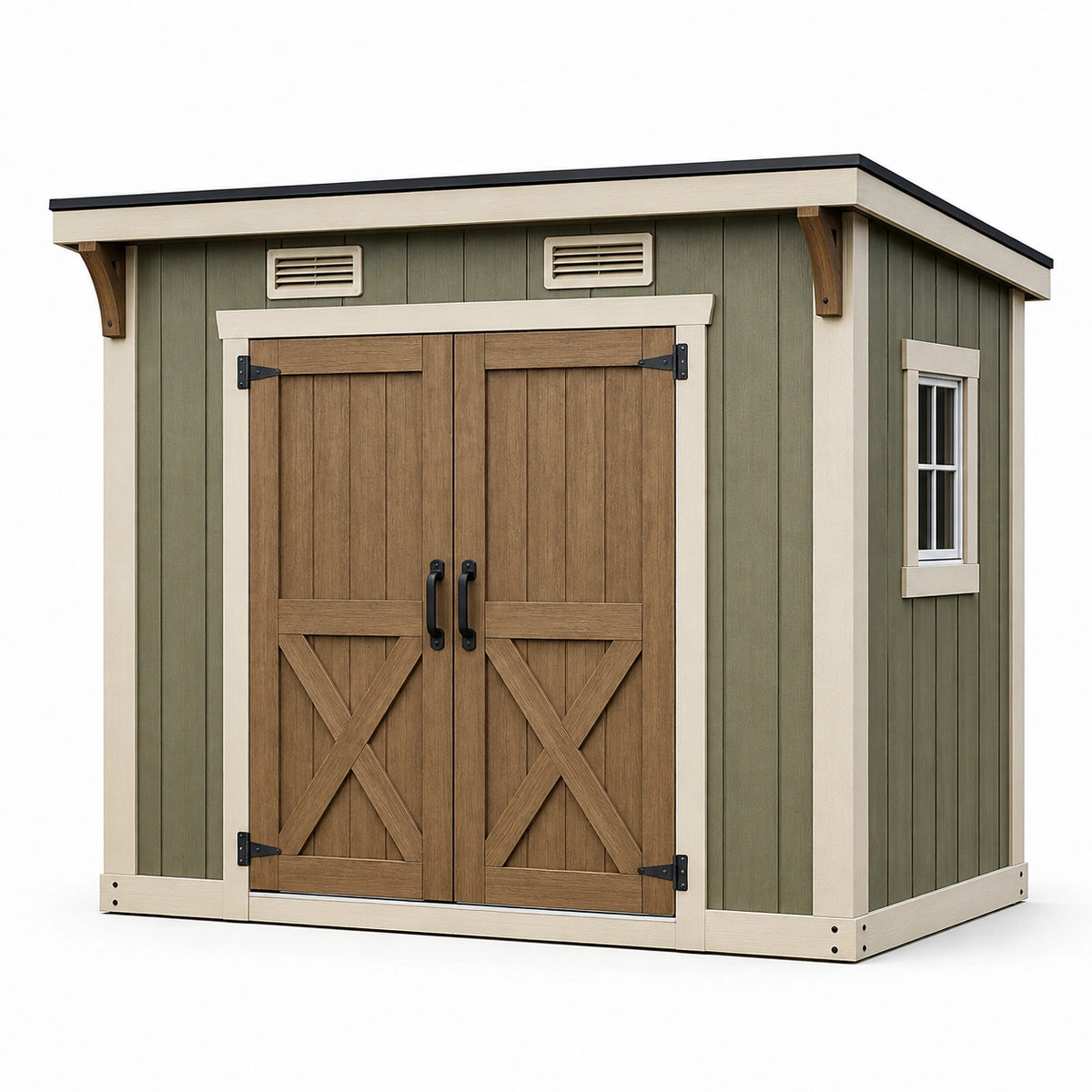 Gartenhaus 210 x 150 x 200 cm aus Holz Grün Braun mit Doppeltür im Landhausstil