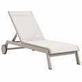 Sonnenliege 195 x 65 x 35 cm aus Aluminium und Textilgewebe Beige verstellbar mit Rollen