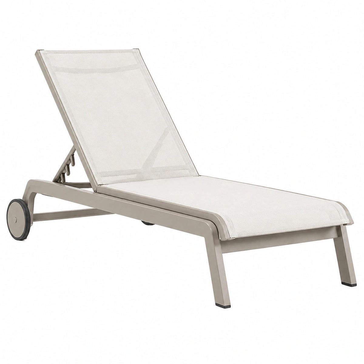 Sonnenliege 195 x 65 x 35 cm aus Aluminium und Textilgewebe Beige verstellbar mit Rollen