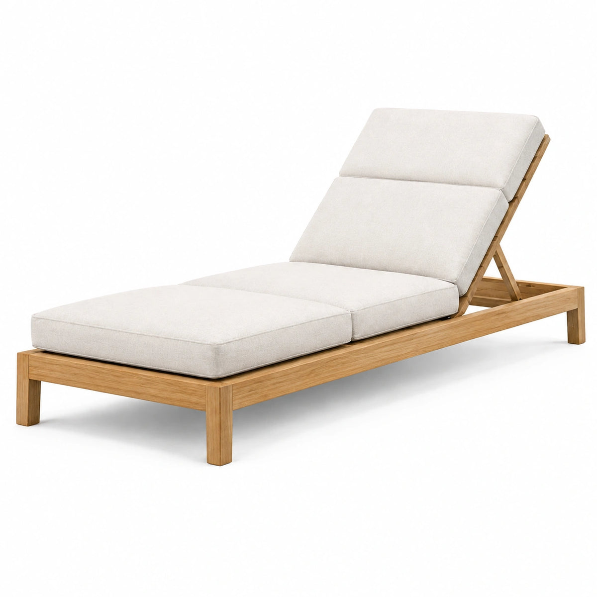 Gartenliege 200 x 70 x 90 cm aus Holz in Beige mit verstellbarer Rückenlehne