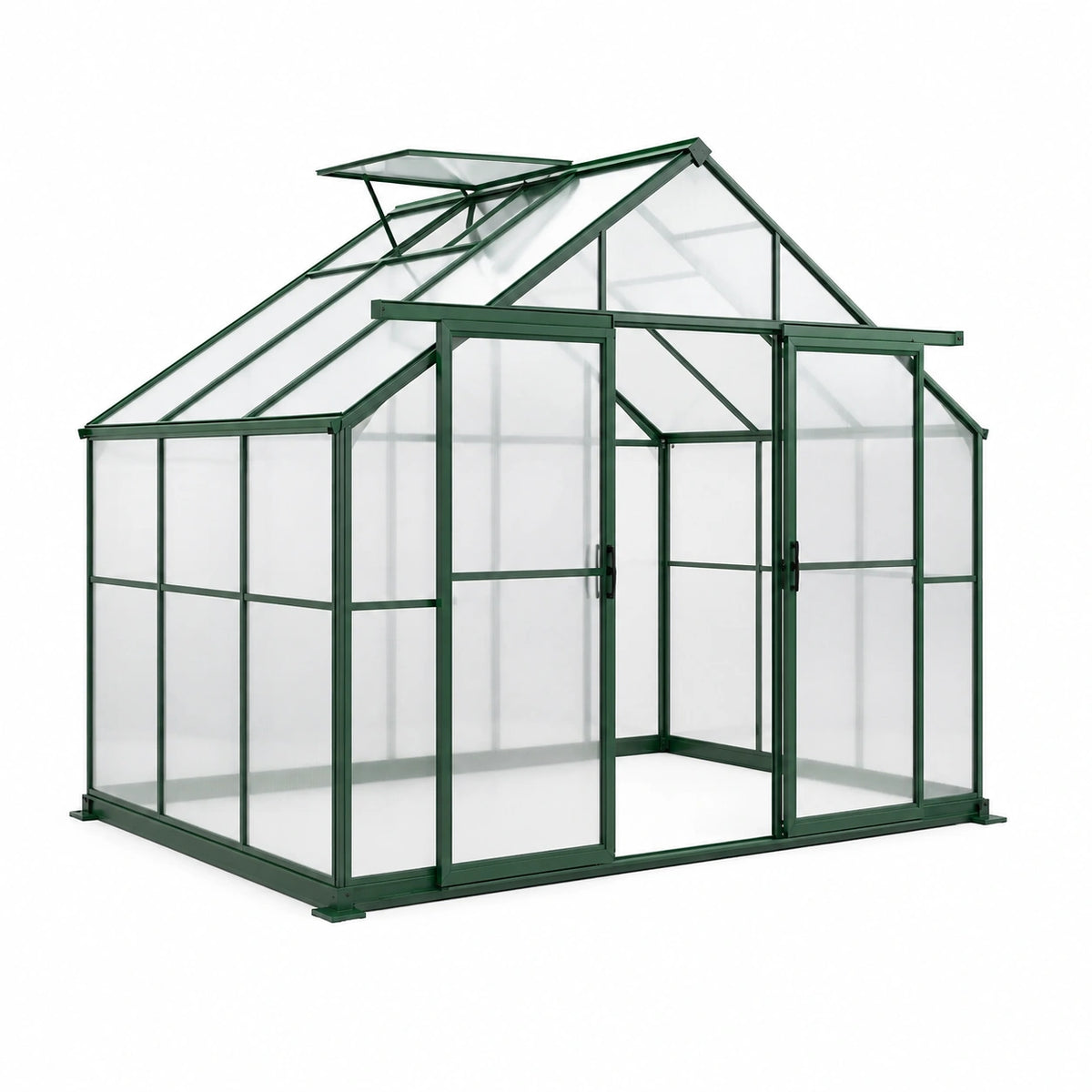 Gewächshaus 190 x 190 x 195 cm Aluminium Grün transparent mit Dachfenster