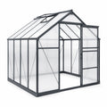 Gewächshaus 190 x 190 x 195 cm Aluminium Polycarbonat Schwarz Transparent mit Dachfenster