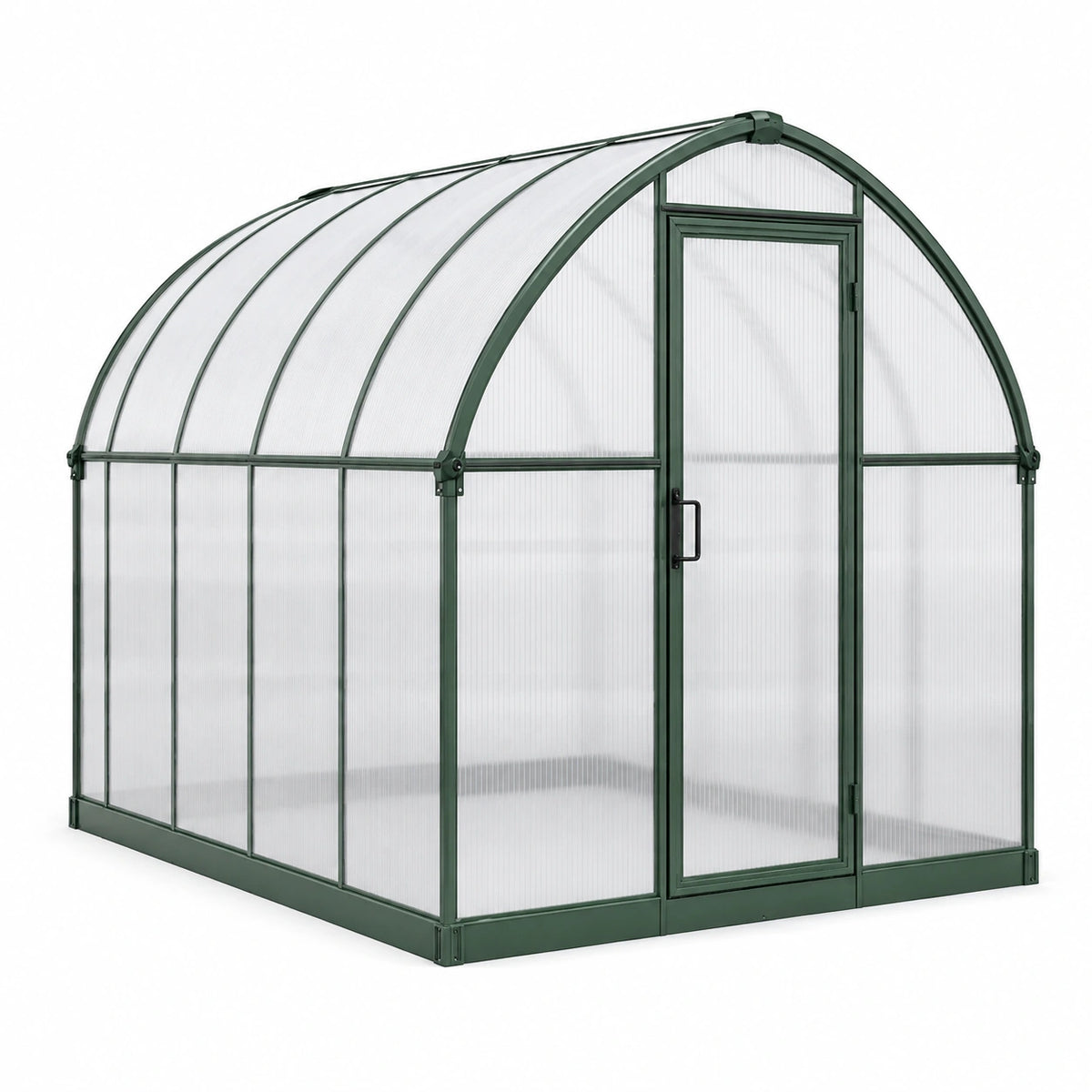 Garten Gewächshaus 240 x 190 x 195 cm Stahl Polycarbonat Grün mit Runddach