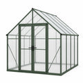 Gewächshaus 190 x 190 x 195 cm Aluminium Polycarbonat Grün mit Doppeltür