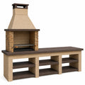 Gartengrill 220 x 70 x 235 cm Beton Stein Beige Braun mit Grillrost und Ablageflächen