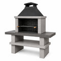 Grillkamin 120 x 70 x 210 cm aus Beton und Stahl Grau Schwarz mit Grillrost für den Außenbereich