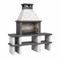 Gartengrill 160 x 70 x 230 cm Naturstein Grau Weiß mit Kamin und Grillrost