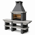 Gartengrill 160 x 70 x 210 cm Beton Schwarz Grau mit Grillrost für Außenbereich
