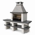 Grillkamin 180 x 70 x 220 cm aus Stein Grau für Garten mit Grillrost