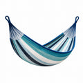 Hängematte 200 x 100 cm Textilgewebe Blau Türkis Weiß - gestreiftes Design für Garten und Balkon