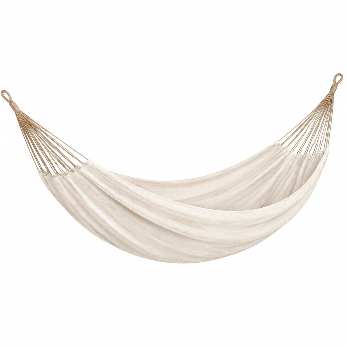 Hängematte 300 x 150 cm Textilgewebe Creme für Entspannung mit Seilaufhängung