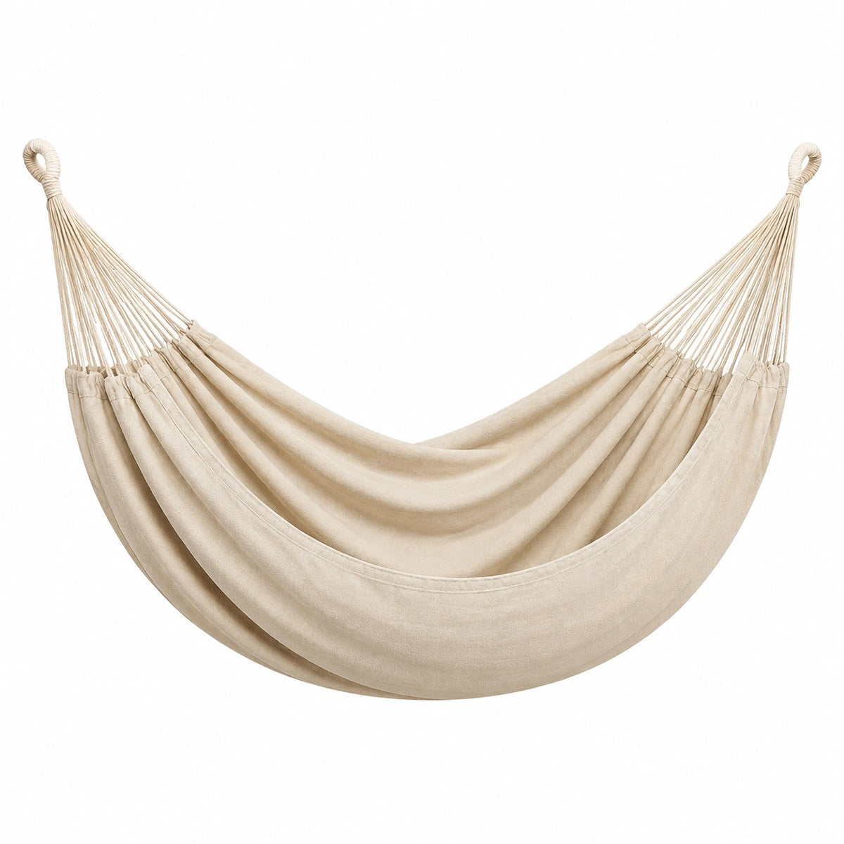Hängematte 300 x 150 cm Baumwollgewebe Beige - Geflochtene Aufhängung für Innenbereich