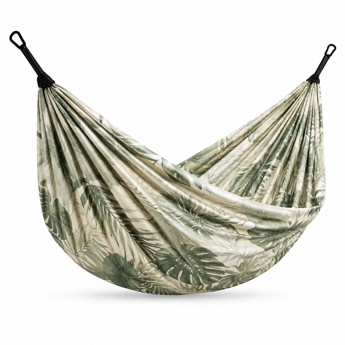 Hängematte 270 x 150 cm aus Polyester Grün Creme mit Blattmuster für Garten und Balkon