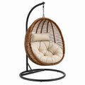 Hängesessel 105 x 105 x 195 cm aus Rattan in Braun mit Metallgestell und Sitzpolster