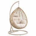 Hängesessel 105 x 105 x 195 cm Stahl Kunststoffgeflecht Beige mit Standfuß